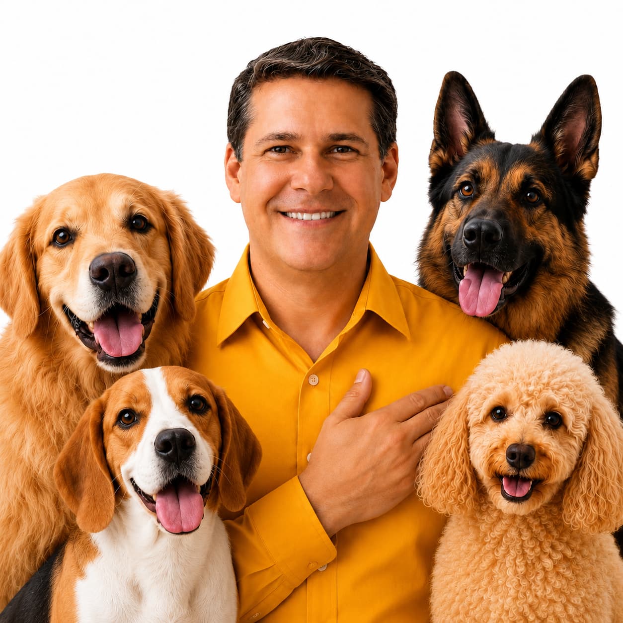 Fabián Martí con sus perros
